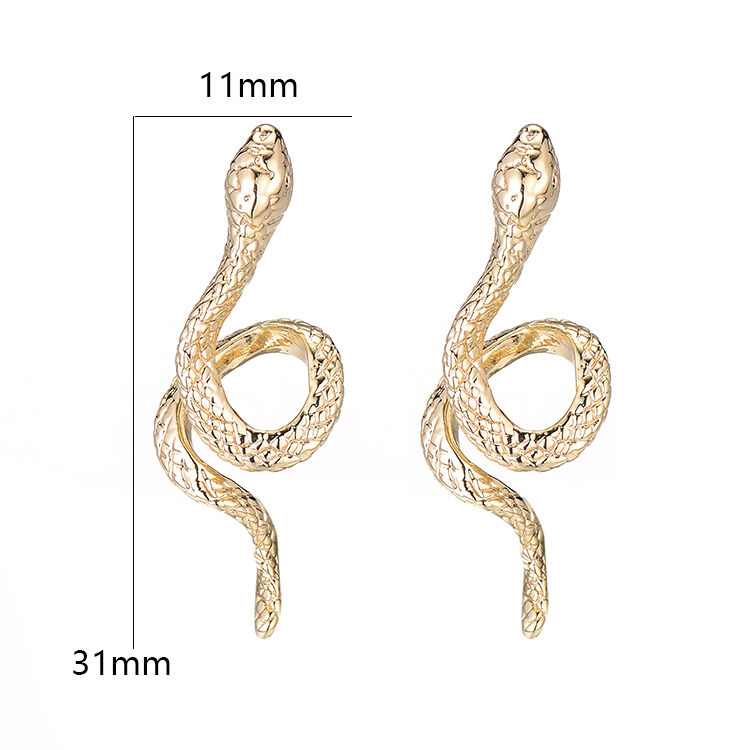 quality Factory Wholesale Brass 14K Gold Plated Snake Studs Earring Fashion Jewelry Earrings factory