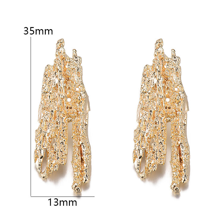 quality Jiexing 14K Gold Plated Unique Design Irregular Lava Shape Earring Fashion Women's Jewelry Studs Earrings factory