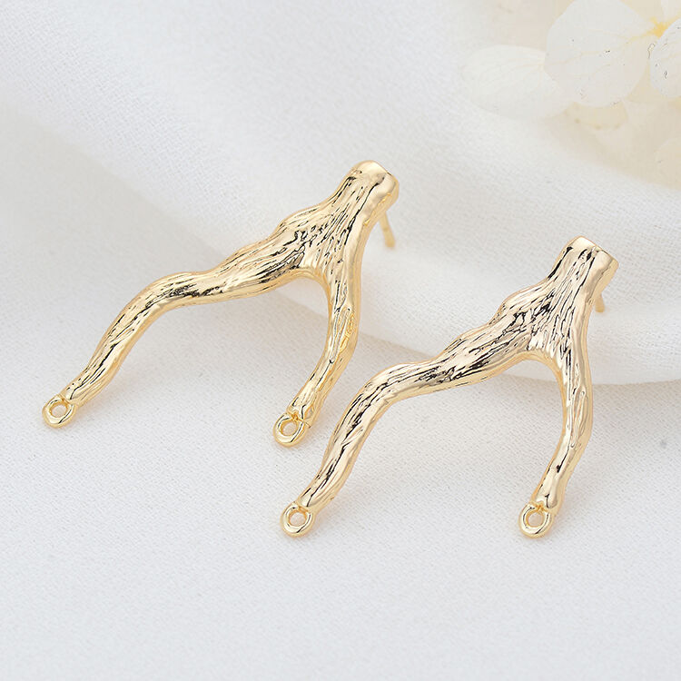 quality Fashion Design 14K Gold Plated Tree Branch Shape Stud Earrings factory