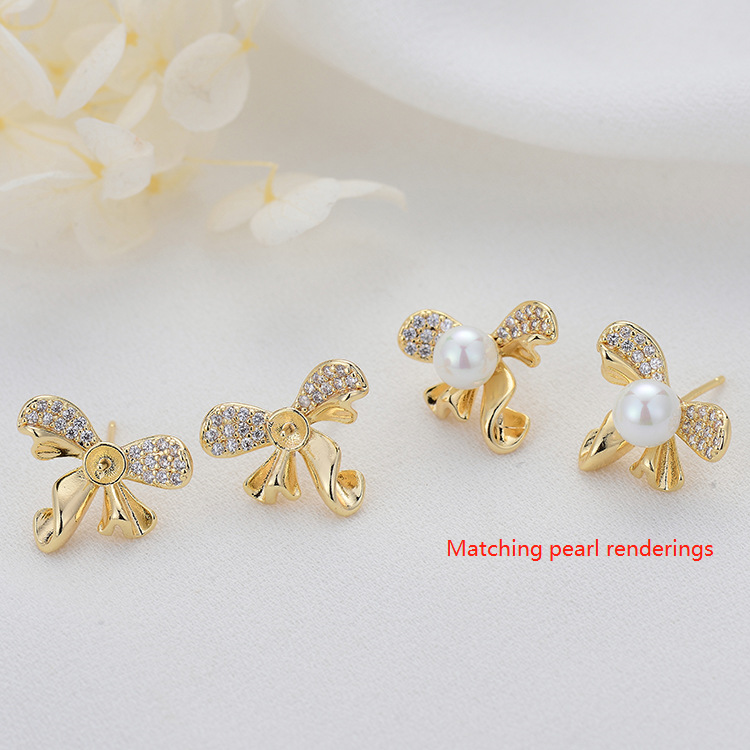 quality Wholesale 14K Gold Plated Can Match Pearls Butterfly Shape  Stud Earrings factory
