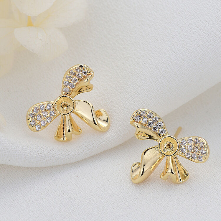 quality Wholesale 14K Gold Plated Can Match Pearls Butterfly Shape  Stud Earrings factory