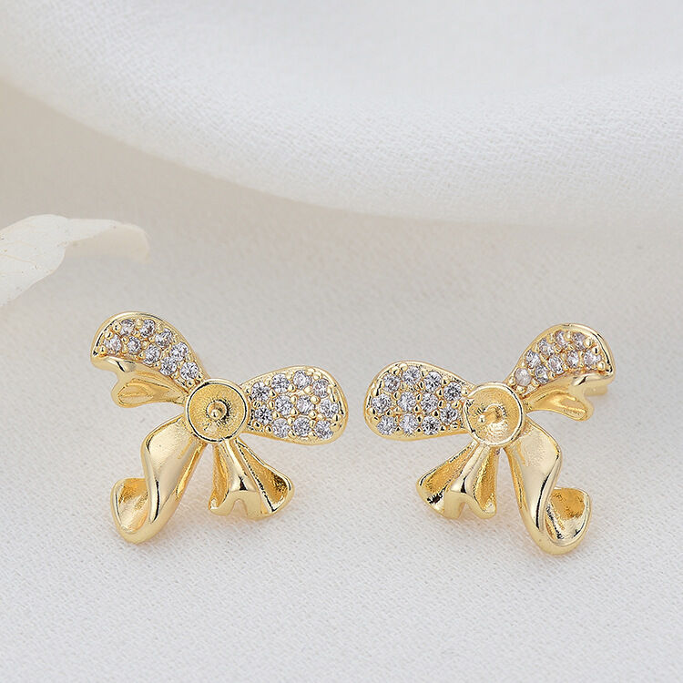 quality Wholesale 14K Gold Plated Can Match Pearls Butterfly Shape  Stud Earrings factory