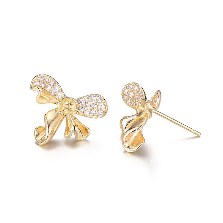 quality Wholesale 14K Gold Plated Can Match Pearls Butterfly Shape  Stud Earrings factory