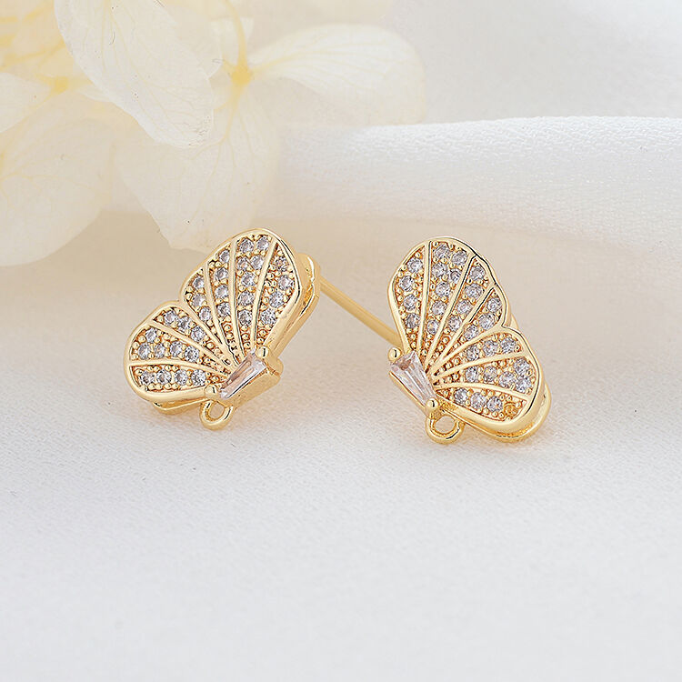 quality Fashion Design 14K Gold Plated Inlaid Zircon Butterfly Shape Stud Earring factory