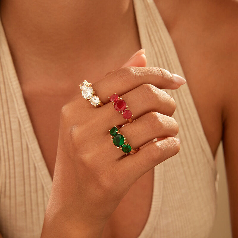 quality 18K Gold Plated Brass With White Red Green Zircon Stones Stylish Adjustable Jewelry Ring for Women factory