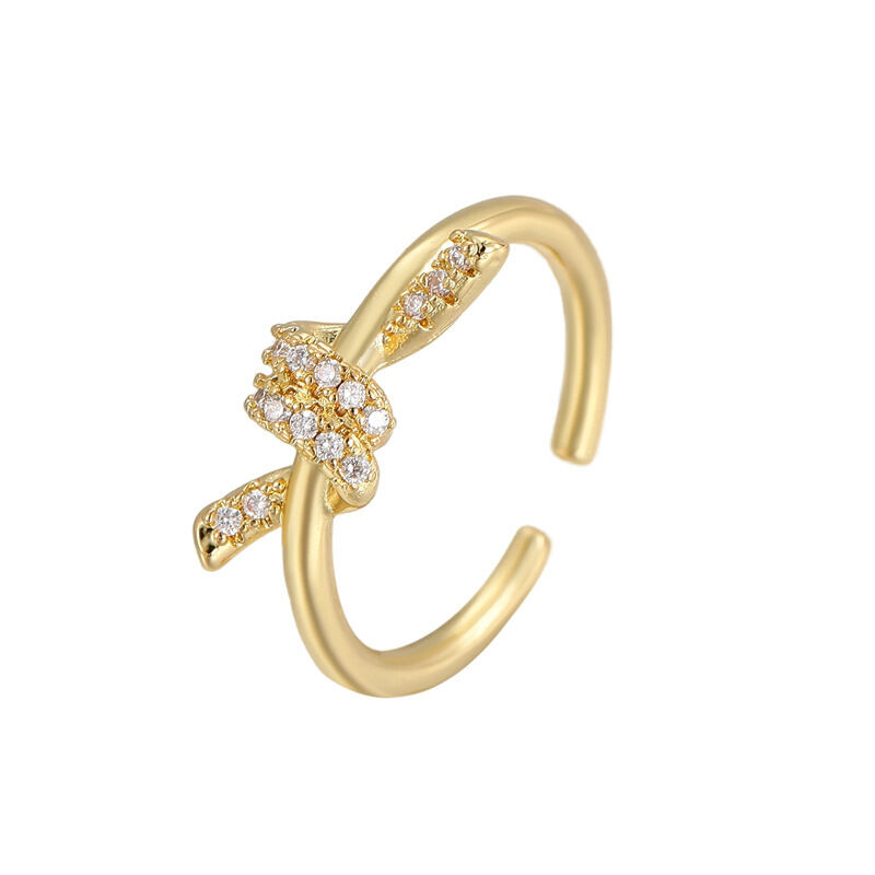 quality Fashion 14K Gold Plated Zircon Plain Open Ring Adjustable Heart Shaped Irregular Square Women's Jewelry Ring factory