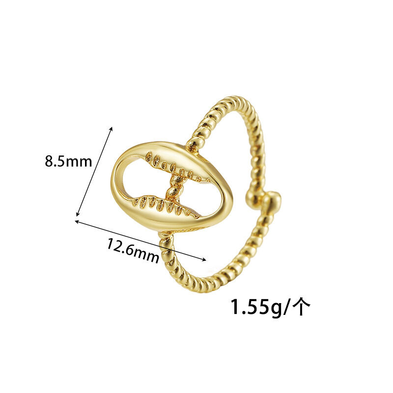 quality Fashion New Design Brass Plated 14K Gold Ocean Series Adjustable Ring Starfish Crab Turtle Conch Open Ring factory