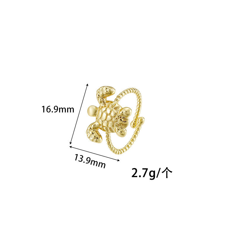 quality Fashion New Design Brass Plated 14K Gold Ocean Series Adjustable Ring Starfish Crab Turtle Conch Open Ring factory