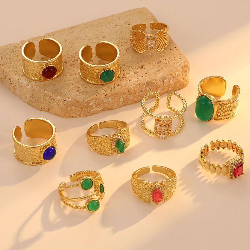 quality Wholesale Fashion Zircon Gold Plated Ring Personalized Open Ring Irregular Unisex Ring factory