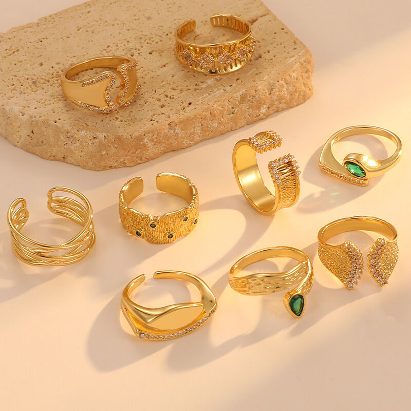 quality Wholesale Fashion Zircon Gold Plated Ring Personalized Open Ring Irregular Unisex Ring factory