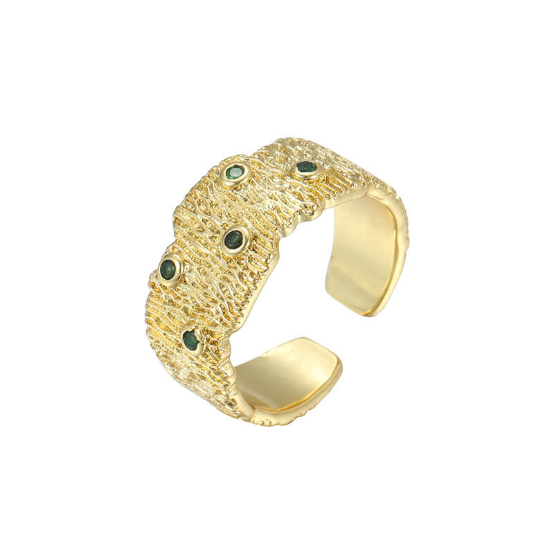 quality Wholesale Fashion Zircon Gold Plated Ring Personalized Open Ring Irregular Unisex Ring factory