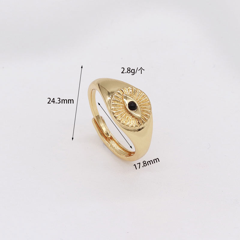 quality Jiexing Trendy Finger Rings 14K Gold Plated Adjustable Rings Evil Eye Jewelry factory