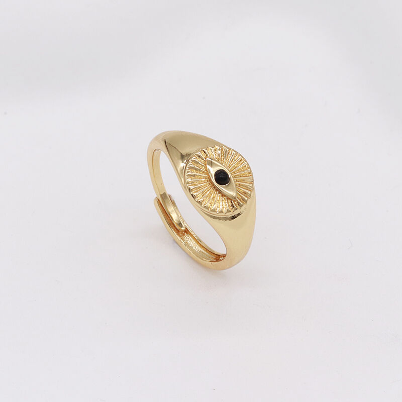 quality Jiexing Trendy Finger Rings 14K Gold Plated Adjustable Rings Evil Eye Jewelry factory