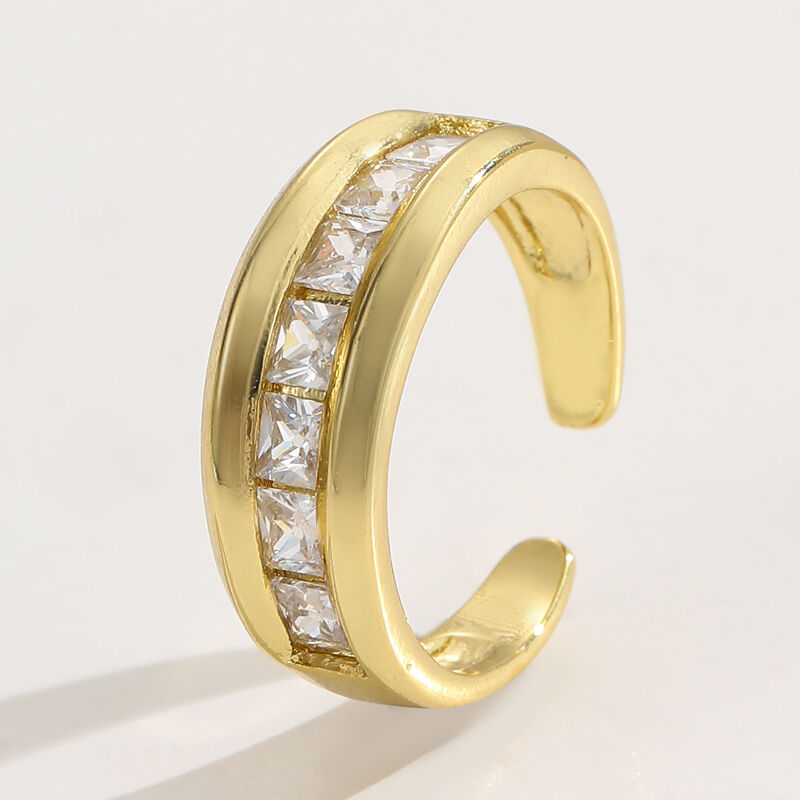 quality Clear Emerald CZ 14K Gold Plated Adjustable Dubai Gold Star Finger Rings Jewelry Designs for Women Gift factory