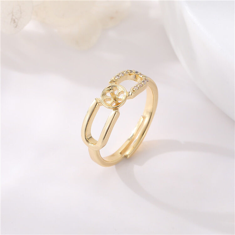 quality Hot Sale New Simple Style 14K Gold Plated Round Love Adjustable Finger Ring Jewelry for Women factory