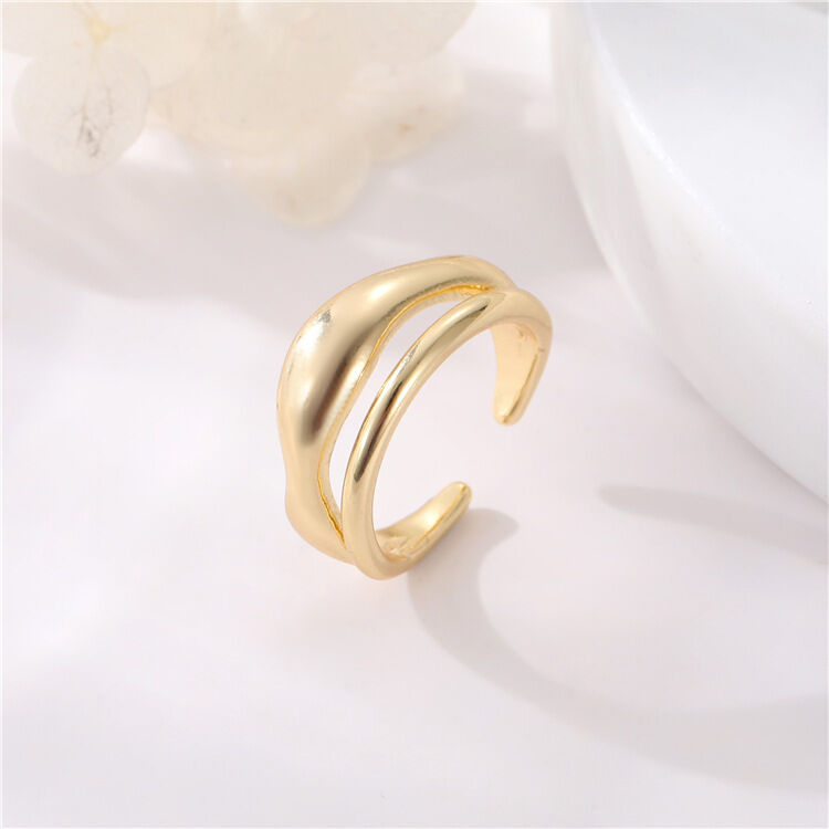 quality Hot Sale New Simple Style 14K Gold Plated Round Love Adjustable Finger Ring Jewelry for Women factory