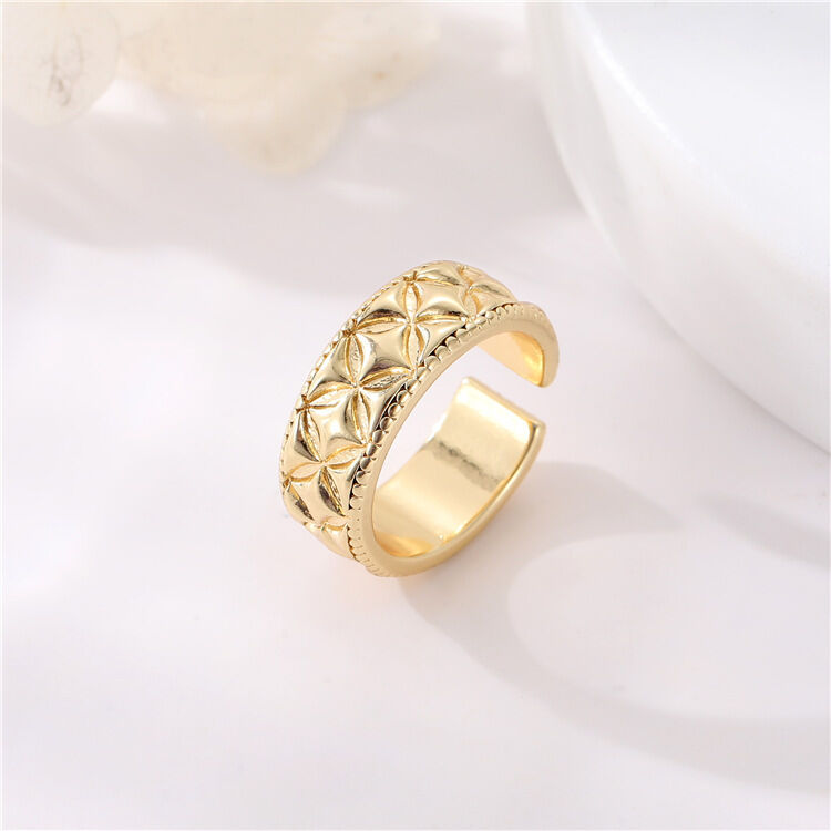 quality Hot Sale New Simple Style 14K Gold Plated Round Love Adjustable Finger Ring Jewelry for Women factory
