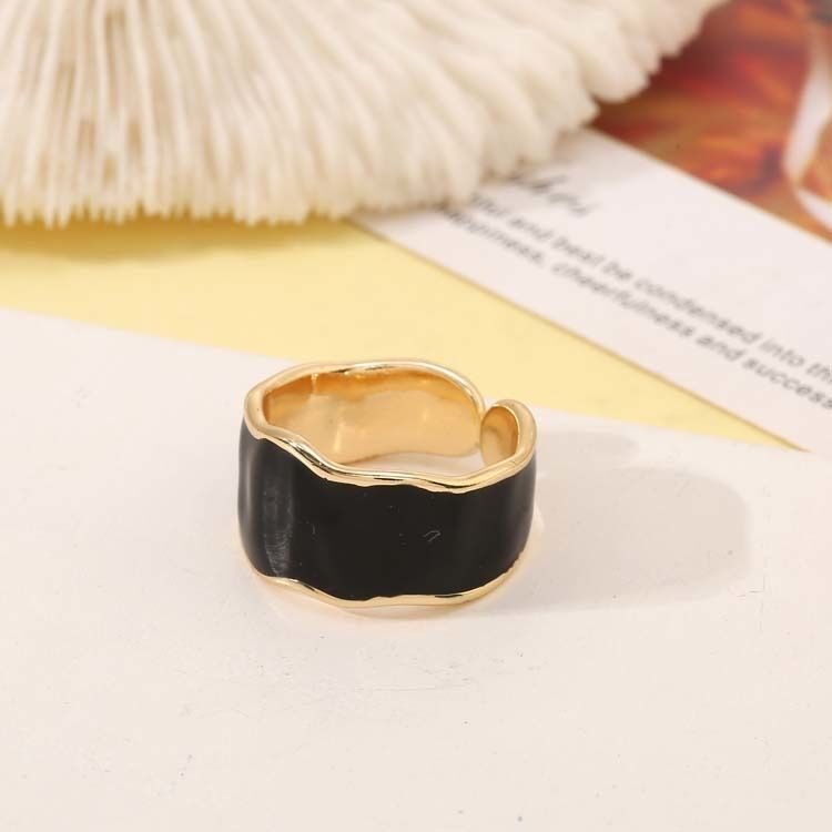 quality Wholesale  Trendy 14K Gold Plated Adjustable Rings Enamel Chunky Rings Jewelry Women factory