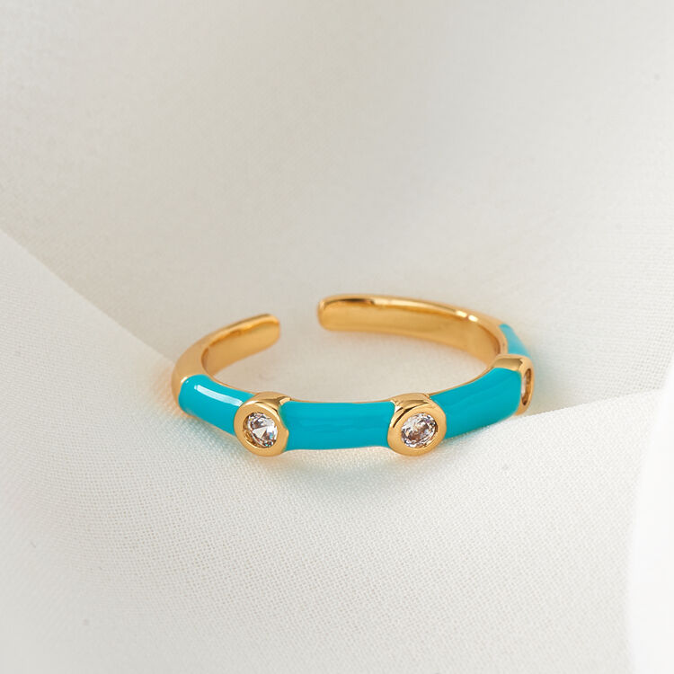 quality Simple White Black Green Dripping  Oil 14K Gold Plated Adjustable Enamel Ring Drop Oil Brass Jewelry Rings factory