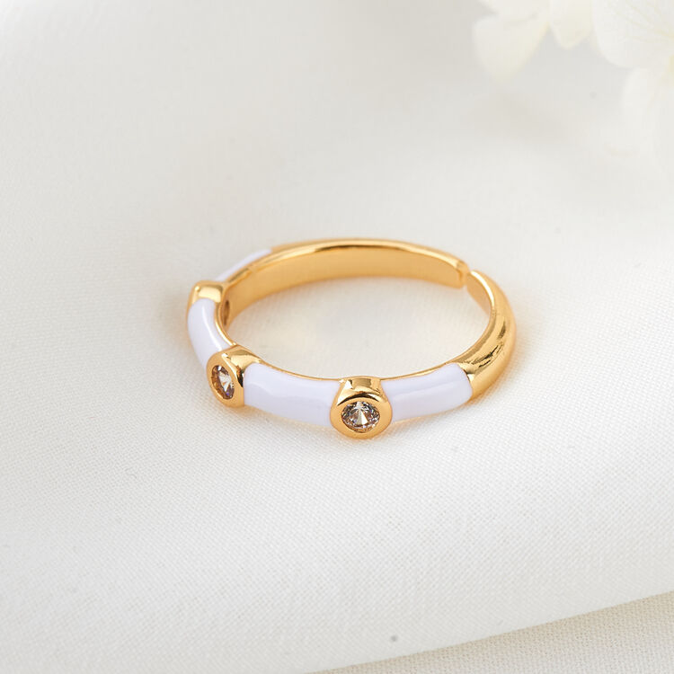 quality Simple White Black Green Dripping  Oil 14K Gold Plated Adjustable Enamel Ring Drop Oil Brass Jewelry Rings factory