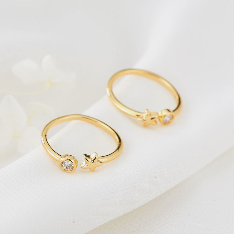 quality Simple Brass Micro-set Zircon 14K Gold Plated Hamsa Hand Star Shape Adjustable FashionJewelry Ring factory