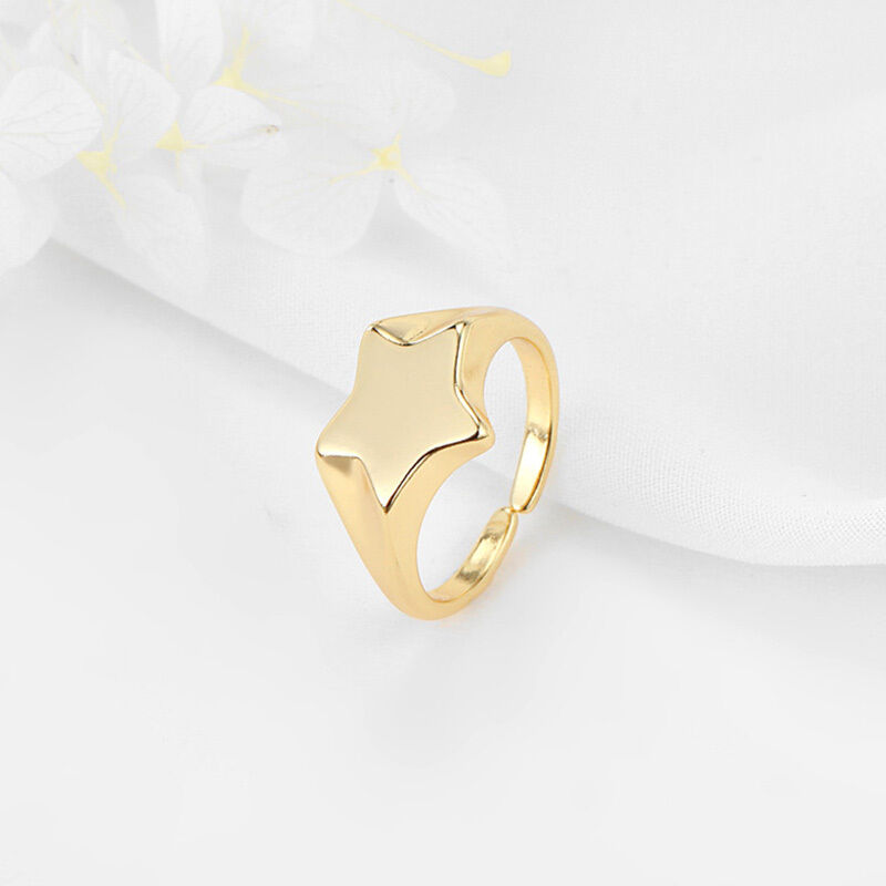 quality Fashion 14K Gold Plated Adjustable Ring With Star Shaped Zircon Double Head Snake Shaped Beads Women's Jewelry Ring factory