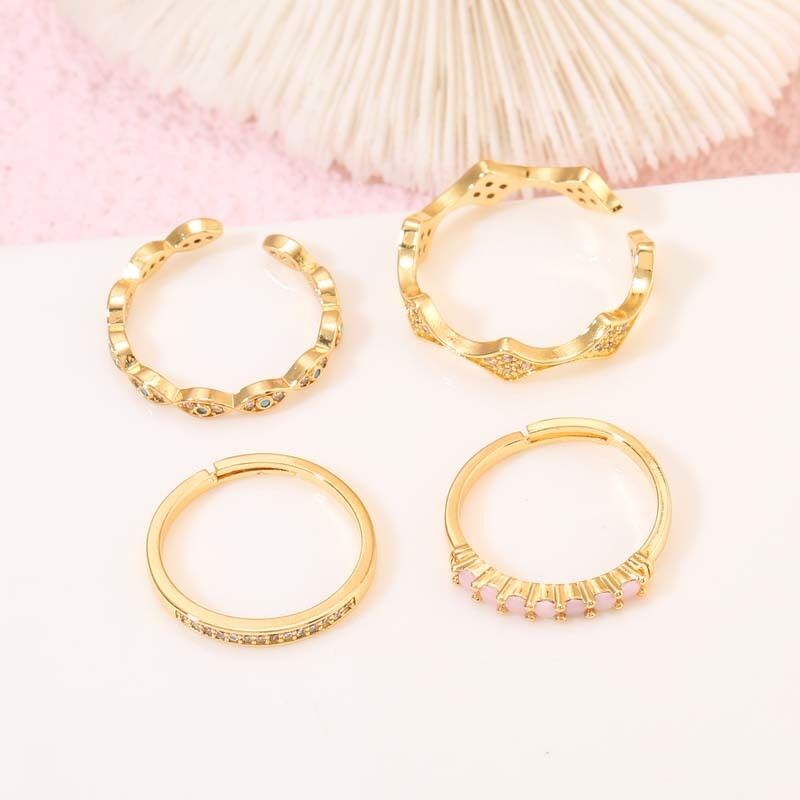 quality 14K Gold Plated Cubic Zirconia Fashion Evil Eye Ring Adjustable  for Women Jewelry factory