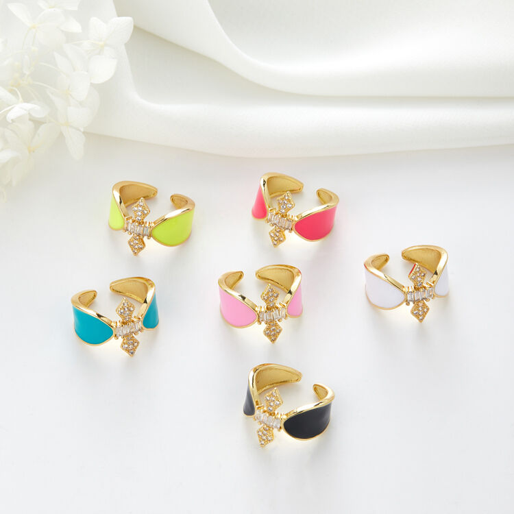 quality Fashion New Popular Colorful Adjustable Drop Oil Color Brass Y2K Enamel Finger Rings for Women Girls factory