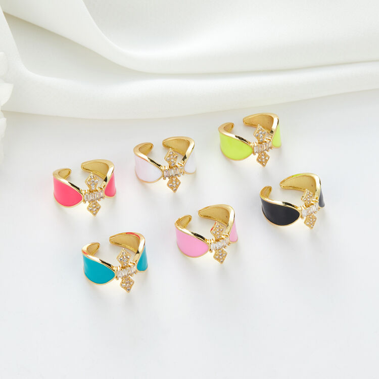 quality Fashion New Popular Colorful Adjustable Drop Oil Color Brass Y2K Enamel Finger Rings for Women Girls factory