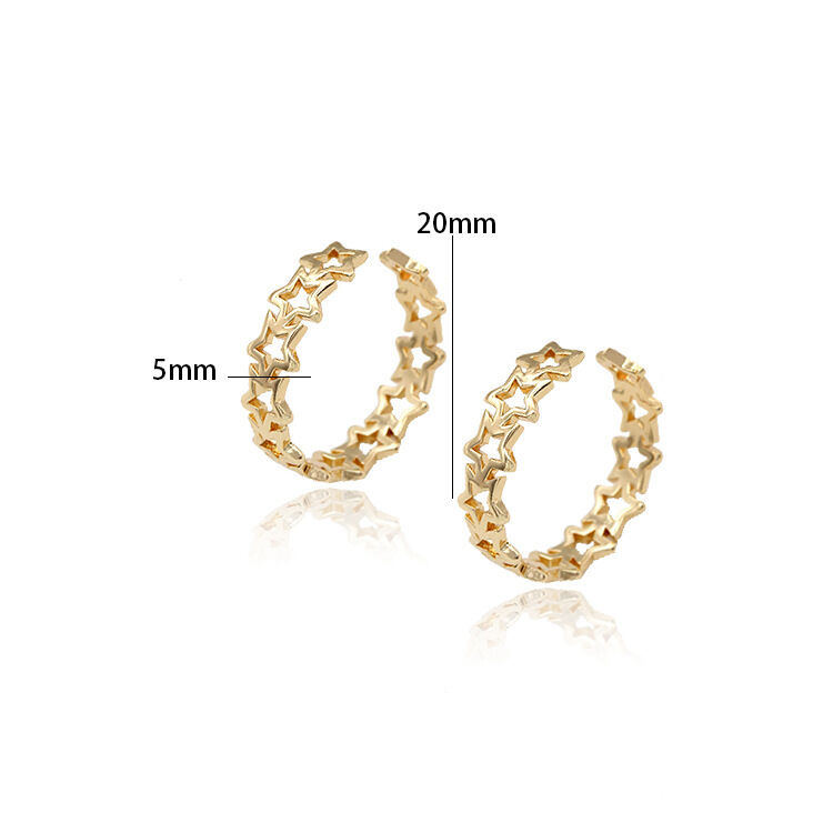 quality 14K Gold Plated Star Shape Open Adjustable Ring Fashion Connection Star Shaped Women's Ring factory