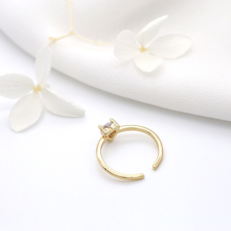 quality Fashionable Design 14K Gold Plated Zircon Heart Shaped Ppen Adjustable Ring Simple Ring Jewelry factory