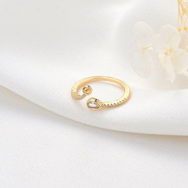 quality Wholesale 14K Gold Plated Inlaid Red White Zircon Can Match Pearls Open Adjustable Ring for Women factory