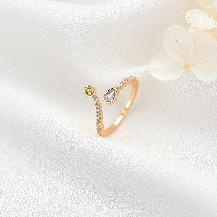 quality Wholesale 14K Gold Plated Inlaid Red White Zircon Can Match Pearls Open Adjustable Ring for Women factory