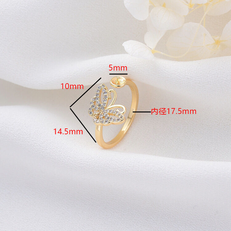 quality Factory Wholesale 14K Gold Plated Can Match Pearls Butterfly Flower Shape Ring factory
