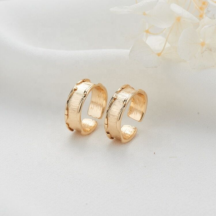 quality Wholesale Irregular Simple Various Design Ring Brass 14K Gold Plated Fashion Versatile Open Adjustable Rings factory