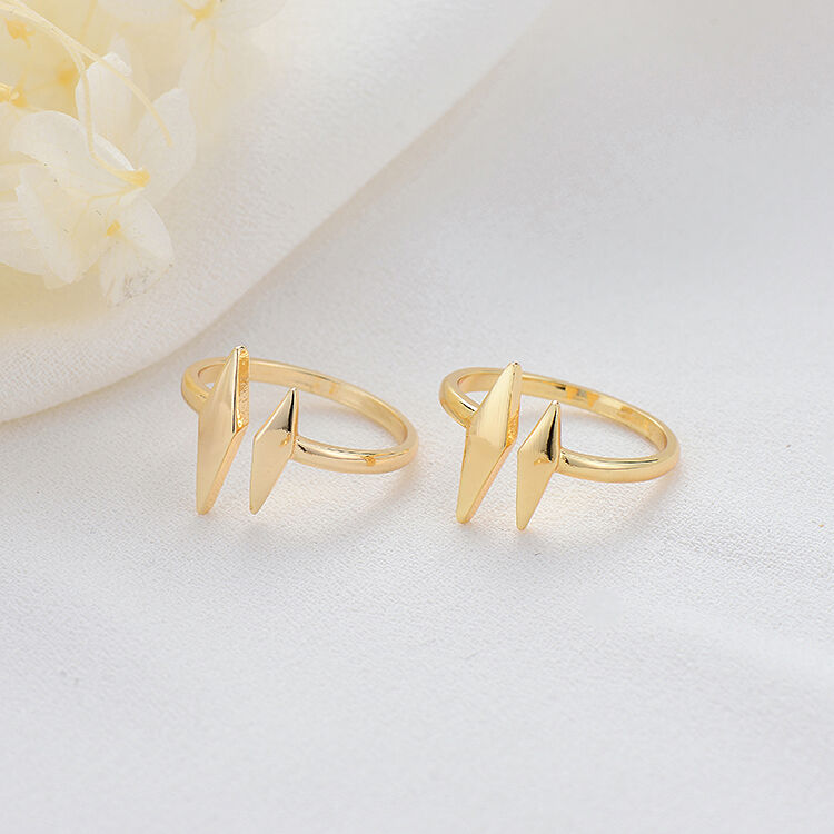 quality Fashion Simple Design 14K Gold Plated Inlaid Zircon Multi Shape Closed Ring Adjustable Jewelry Ring factory