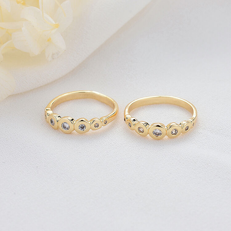 quality Fashion Simple Design 14K Gold Plated Inlaid Zircon Multi Shape Closed Ring Adjustable Jewelry Ring factory