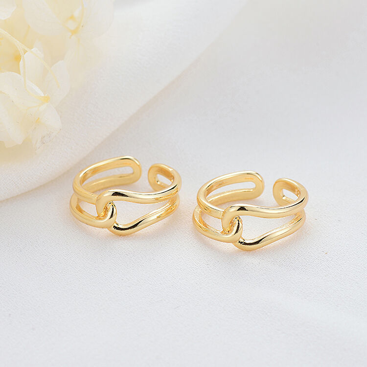 quality Fashion Simple Design 14K Gold Plated Inlaid Zircon Multi Shape Closed Ring Adjustable Jewelry Ring factory