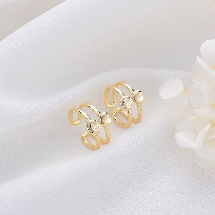 quality Simple Design 14K Gold Plated Smile Face Heart Shape Open Adjustable Ring factory