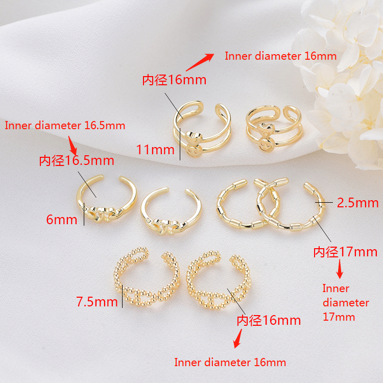 quality Simple Design 14K Gold Plated Smile Face Heart Shape Open Adjustable Ring factory