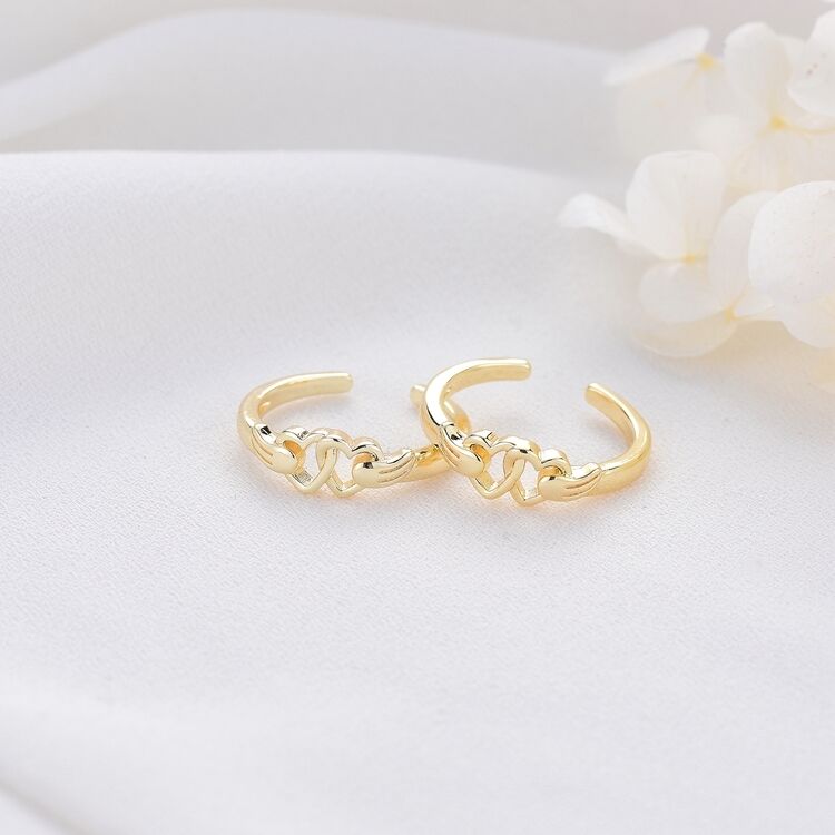 quality Simple Design 14K Gold Plated Smile Face Heart Shape Open Adjustable Ring factory