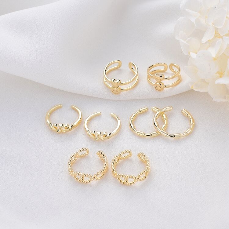 quality Simple Design 14K Gold Plated Smile Face Heart Shape Open Adjustable Ring factory