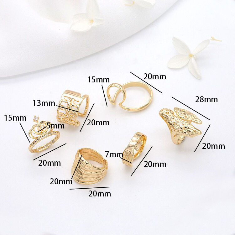 quality Hot Selling 14K Gold Plated Multi Shape Open Crown Round Design Diy Jewelry Ring factory
