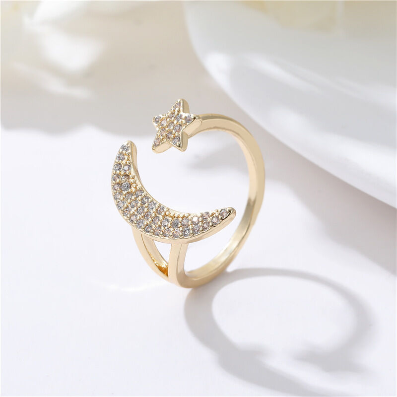 quality Jiexing Trendy Finger Rings 14K Gold Plated Adjustable Fashion OL Color Zirconia Minimalist Love Belt Opening Ring factory