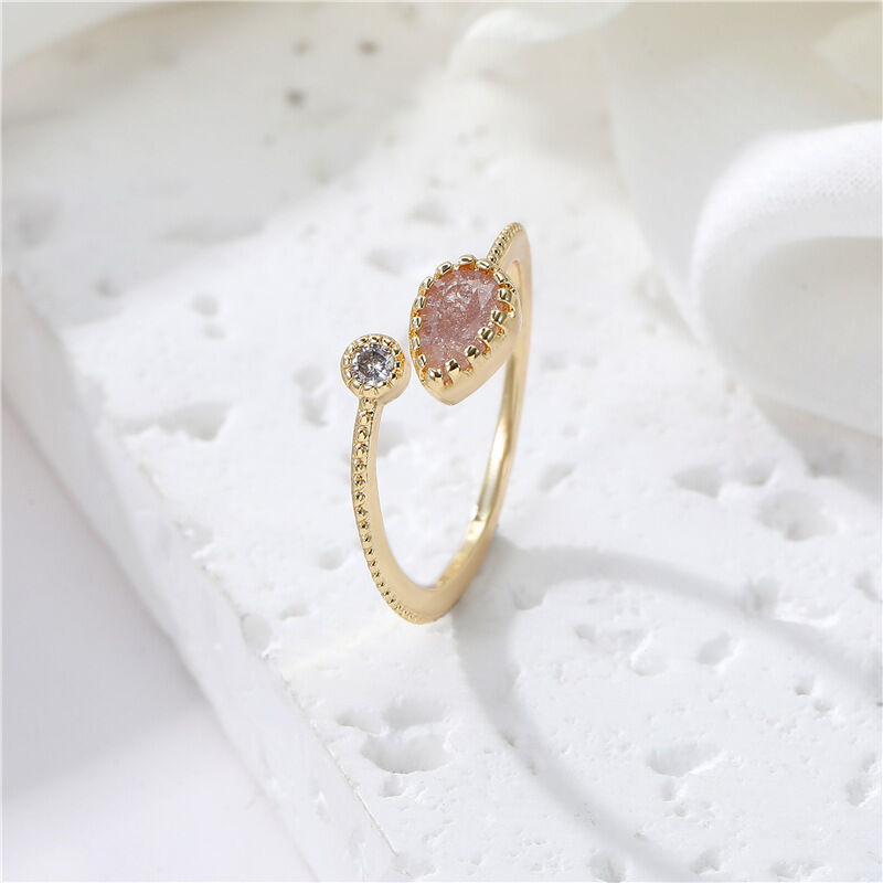 quality Jiexing Trendy Finger Rings 14K Gold Plated Adjustable Fashion OL Color Zirconia Minimalist Love Belt Opening Ring factory
