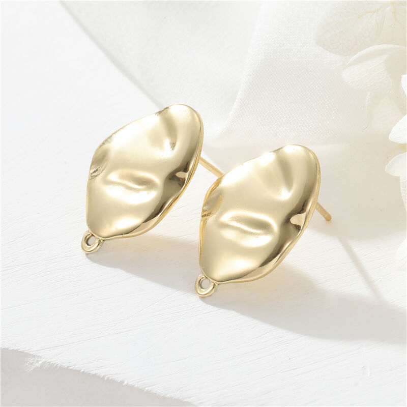 quality Wholesale Simple Stud Earrings Women Trendy Uneven Lotus Leaf Earrings Brass 14K Gold Plated Classic S925 Silver Needle Earring factory