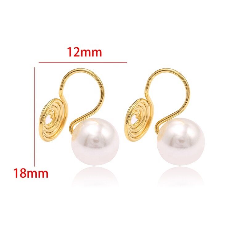 quality Customized Gold-plated Pearl Earrings Jewelry Accessories Inlaid With Pearl Anti-mosquito Ear Clip Earrings Accessories factory