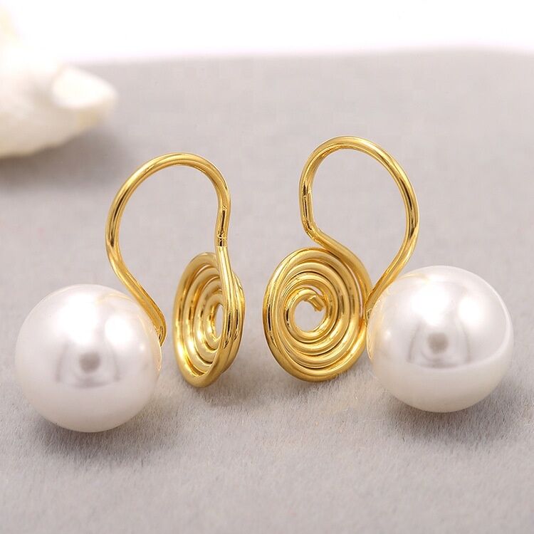 quality Customized Gold-plated Pearl Earrings Jewelry Accessories Inlaid With Pearl Anti-mosquito Ear Clip Earrings Accessories factory