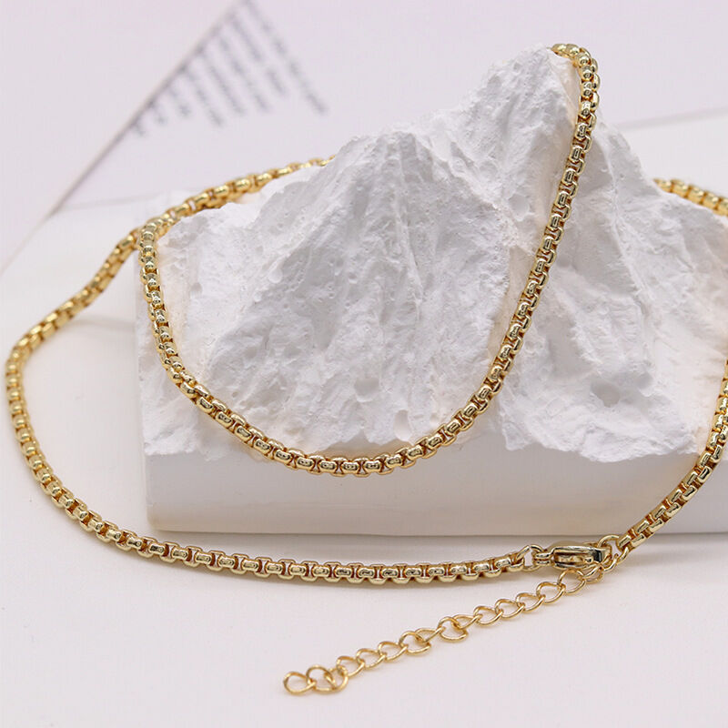 quality DIY Fashion Wholesale Brass Necklace Simple Box Chain Hip Hop Personality Snake Bone Jewelry Accessories Chains factory