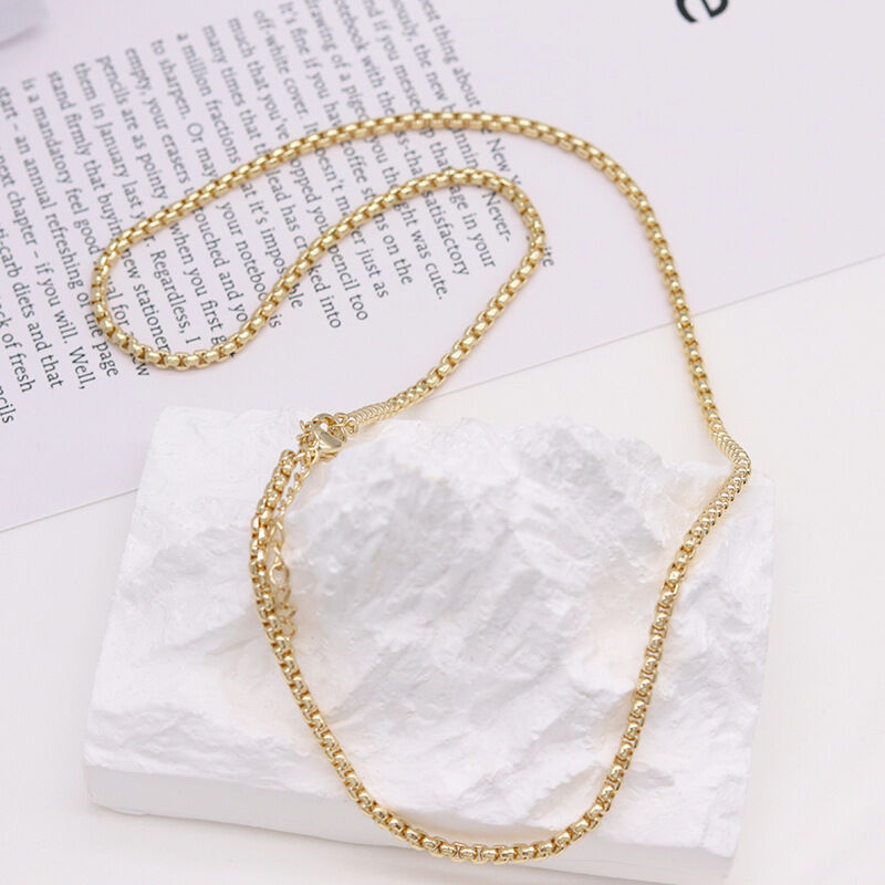 quality DIY Fashion Wholesale Brass Necklace Simple Box Chain Hip Hop Personality Snake Bone Jewelry Accessories Chains factory